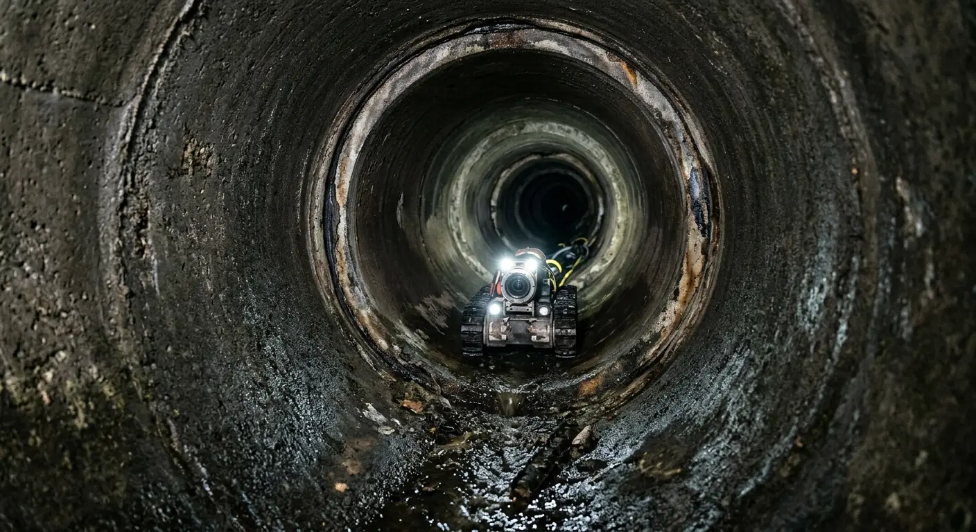 Robotic sewer camera inspecting pipe interior for Sewer Line Cleaning in Lynden
